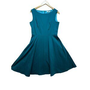 Gardenwed Fit & Flare Dress Womens L Teal Sleeveless Cocktail Wedding Party Chic